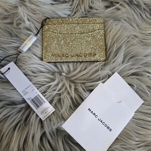 NWT Marc Jacobs Gold Glitter Card Holder